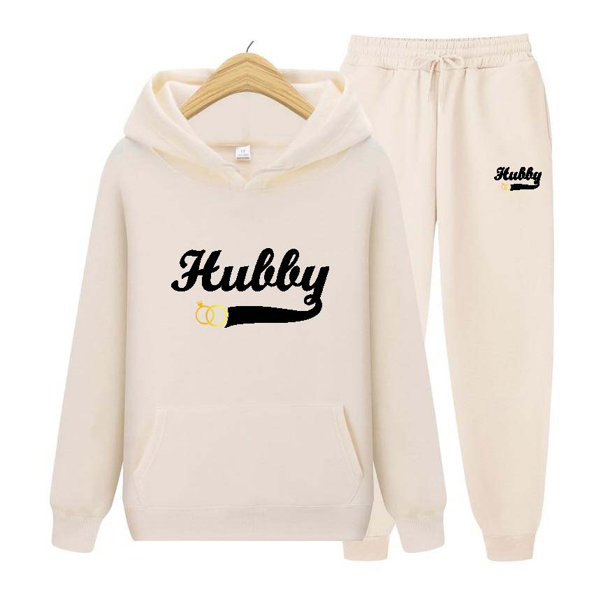 

Мужской и женский комплект с капюшоном, мужские толстовки с принтом Hubby, спортивные костюмы, одежда, мужской спортивный костюм, комплект из 2 предметов, толстовки с длинными рукавами L