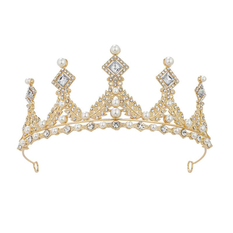 High end Pearl Crown Headwear Headband Children's Princess Birthday Crown Girls' Hairpin Little Girls' Hair Accessory Headband