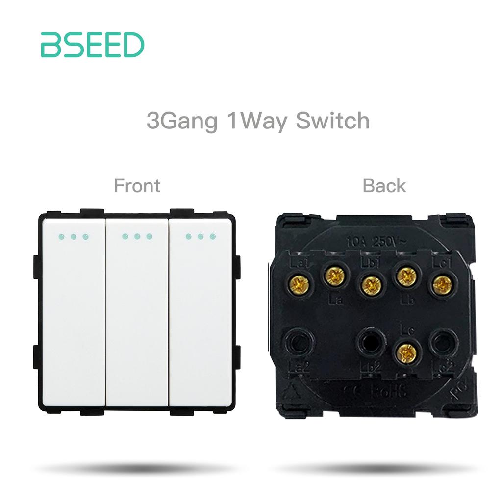 BSEED Matte Plastic Frames EU/French Wall Socket Plug Type-c USB Power Sockets Mechanical Button Switches Function Parts Only