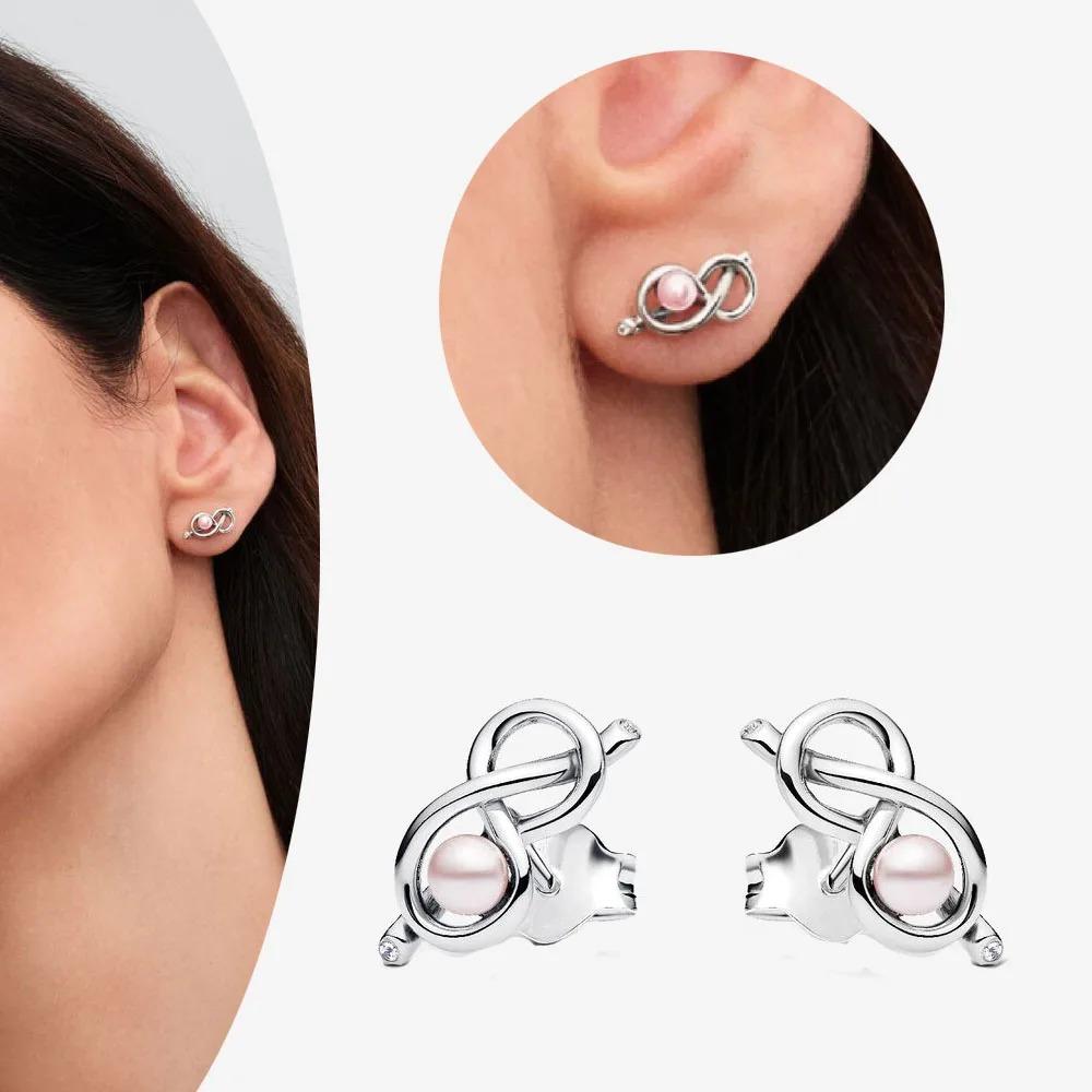 925 Silver Heart Hoop Earrings Sparkling Original Jewelry Gift for Women