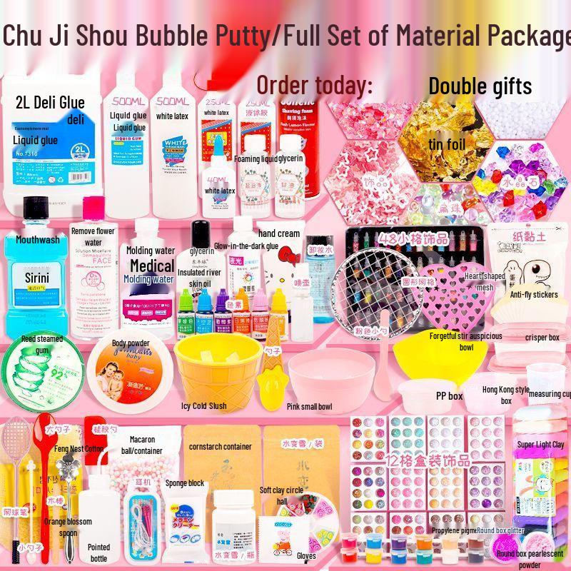 Crystal Clear Slime Making Kit - Complete Set with Foam Glue and Liquid Glass Materials