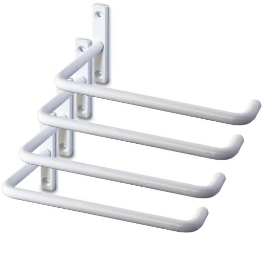 

Set of 4: Special Price: Multi-purpose Iron Hanger, White, for Towel Bars, Towel Hangers, Curtain Holders, and Toilet Paper Holders. Antique Iron Desi