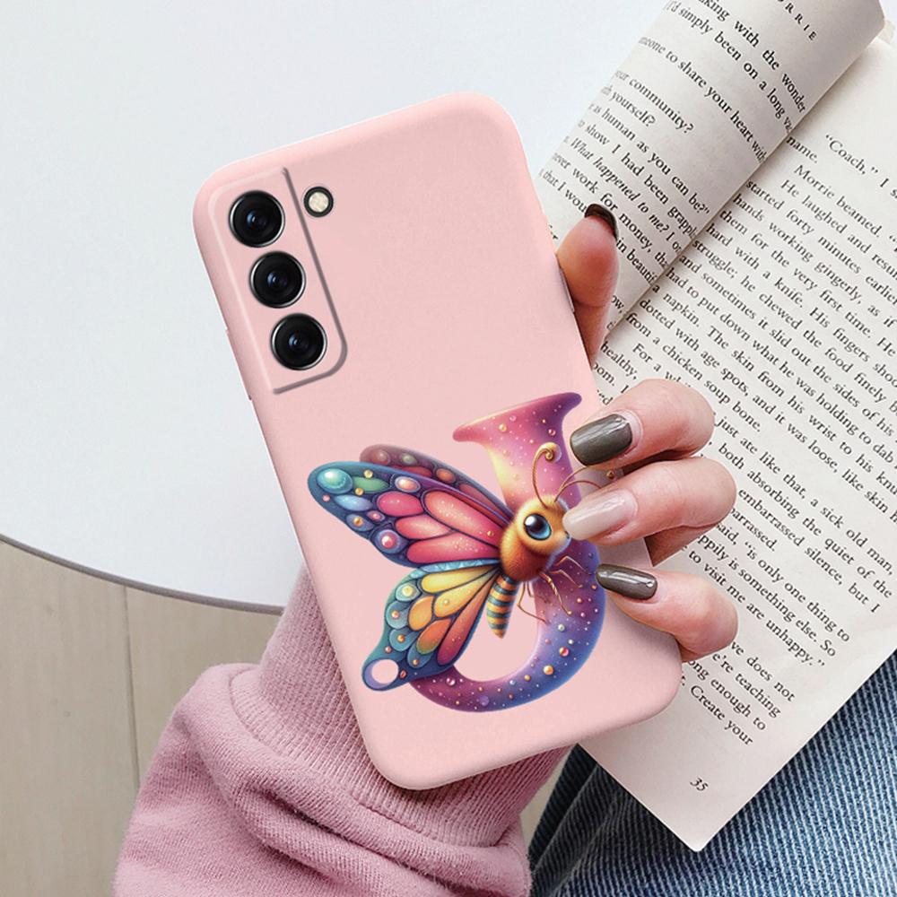 Phone Case Women For Samsung Galaxy S21 FE S22 Plus Girls Bumper Cover Colorful Letter Flower Butterfly Love samsang s22 Ultra