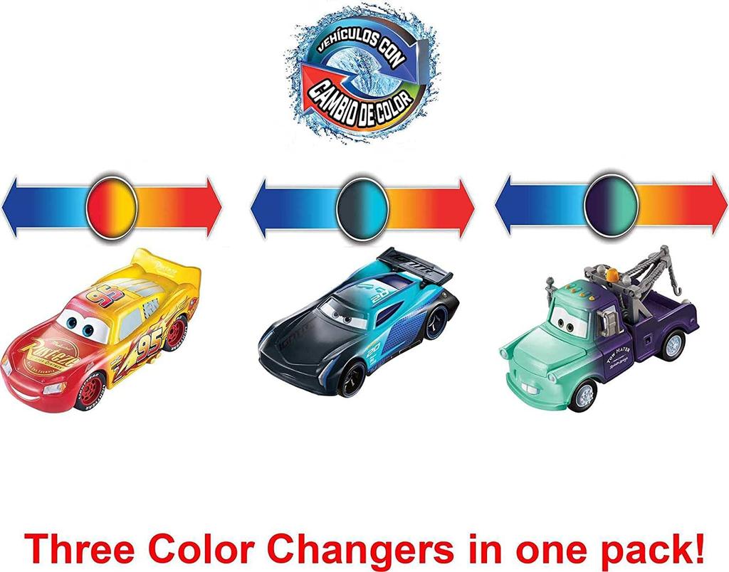 Disney Pixar Cars Color Changers Lightning McQueen, Mater & Jackson Storm 3-Pack [Parallel Import]