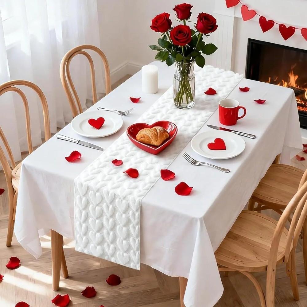 Fuzzy Love Heart Table Runner Romantic Valentine's Table Flag Tables Mat Table Runner  Dining Table