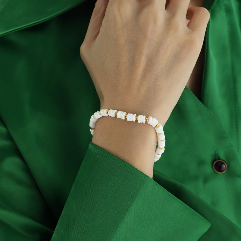 Bracelet - commute chic white mother-of-pearl beaded bracelet - elegant & versatile jewelry