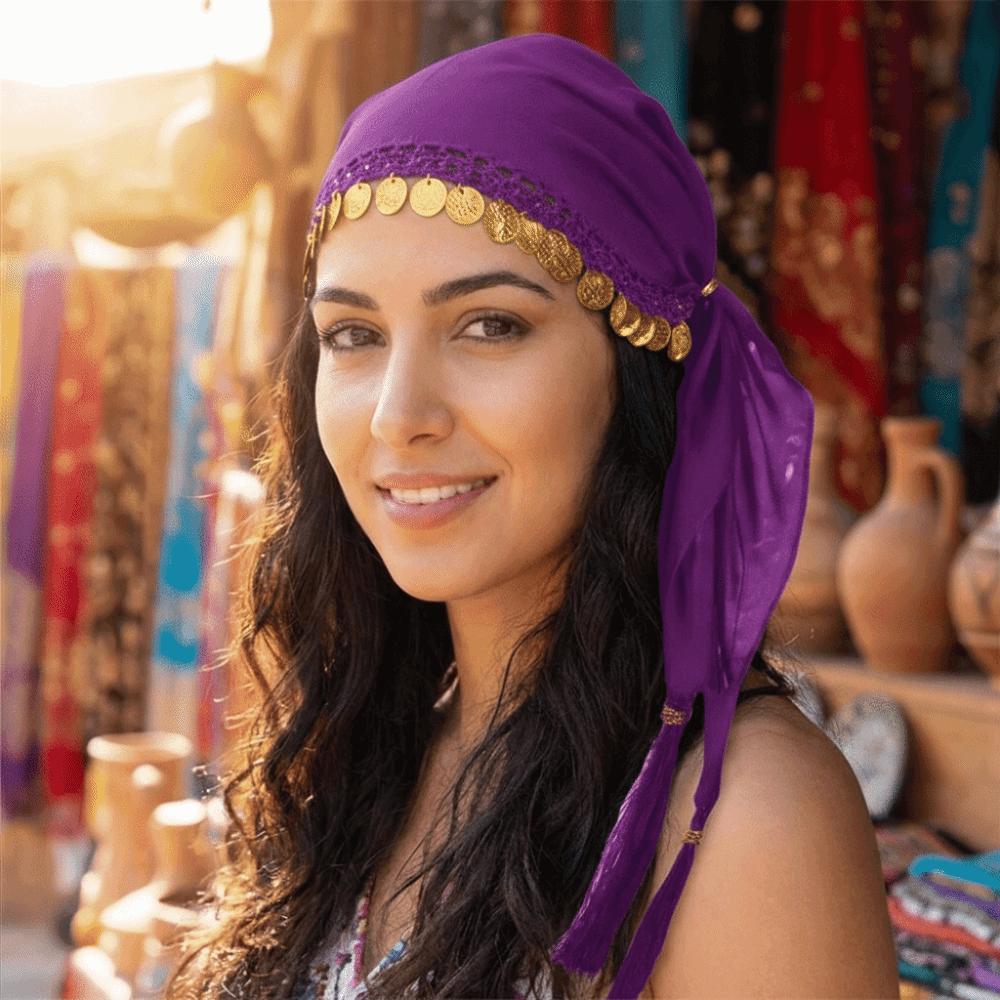 Crochet Coin Headscarf Traditional Dance Costume Headwear Belly Dance Accessories Belly Dance