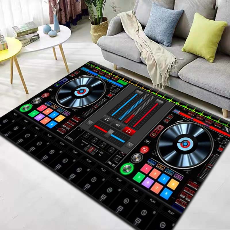 Dj Music Record Screen Console Theme Printing Large Carpet Sofa Living Room Bedroom Decoration Kitchen Bathroom Anti Slip Carpet