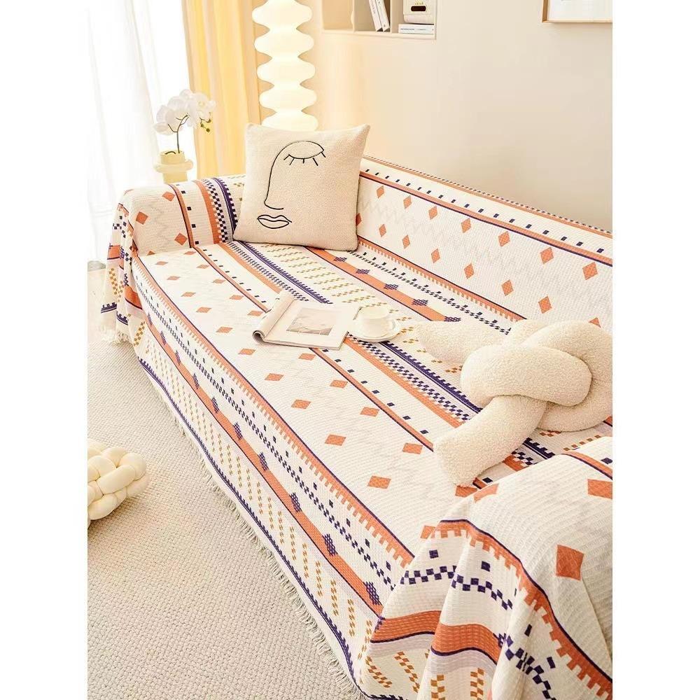 1PC Chenille Sofa Towel for Living Room French Style Home Decoration Sofa Cover Printing Couch Cover Tassel Edge Sofa Cushion