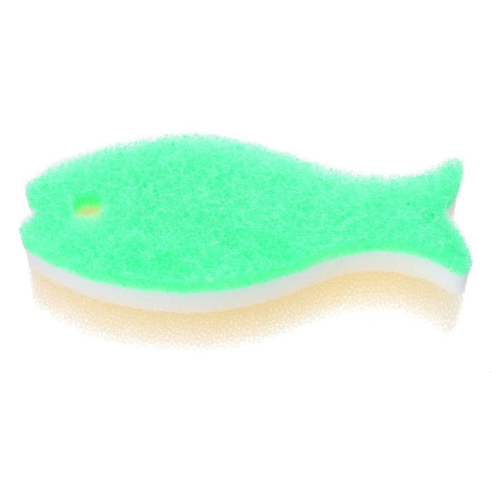 

Marna Fish-Shaped Kitchen Sponge[All 7 Colors] - 3-Layer Dishwashing Sponge in Deep Pink for Dishes/Tableware Cleaning светло-зеленый