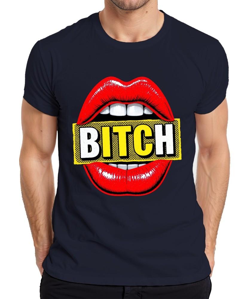 Bitch Saying Lips Red Pop Art Cheeky Gift Girlfriend Party Unisexs Tshirt S