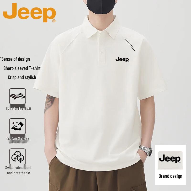 JEEP Men s Summer Lapel Short Sleeve Polo Shirt 3XL