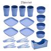 25pcs Portable Travel Plastic Plates and Bowl Sets Wheat Straw Dinnerware Sets, BBQ, Picnic, Camping Essentials Dishes Set