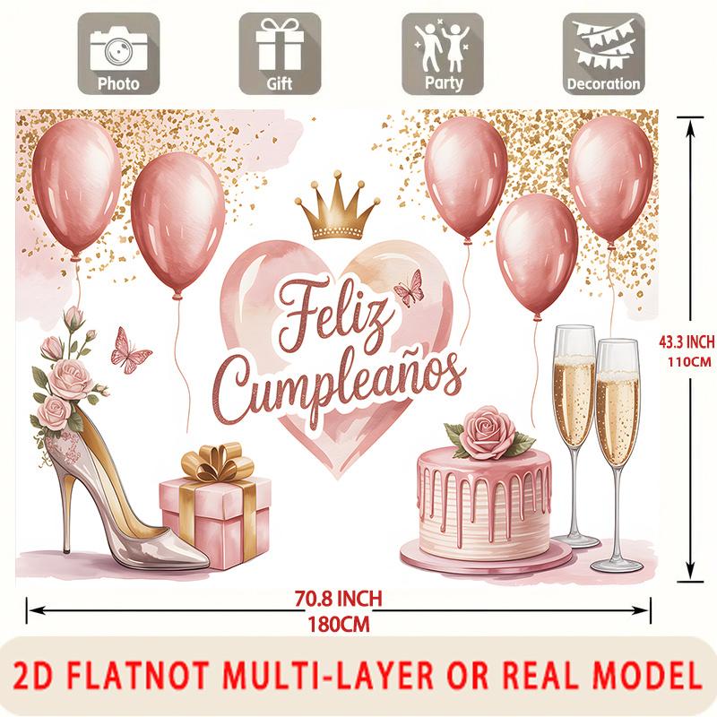 Party Backdrop Birthday Rose Pink Elegant Photo Background Front Door Decor