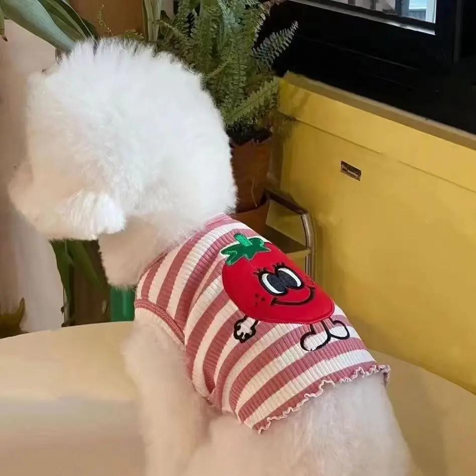 No Hat Small Pet Dog Spring Vest Pomeranian Cartoon Clothes Schnauzer Soft Pullover Poodle Two Legs Puppy Clothing Pet Supplies