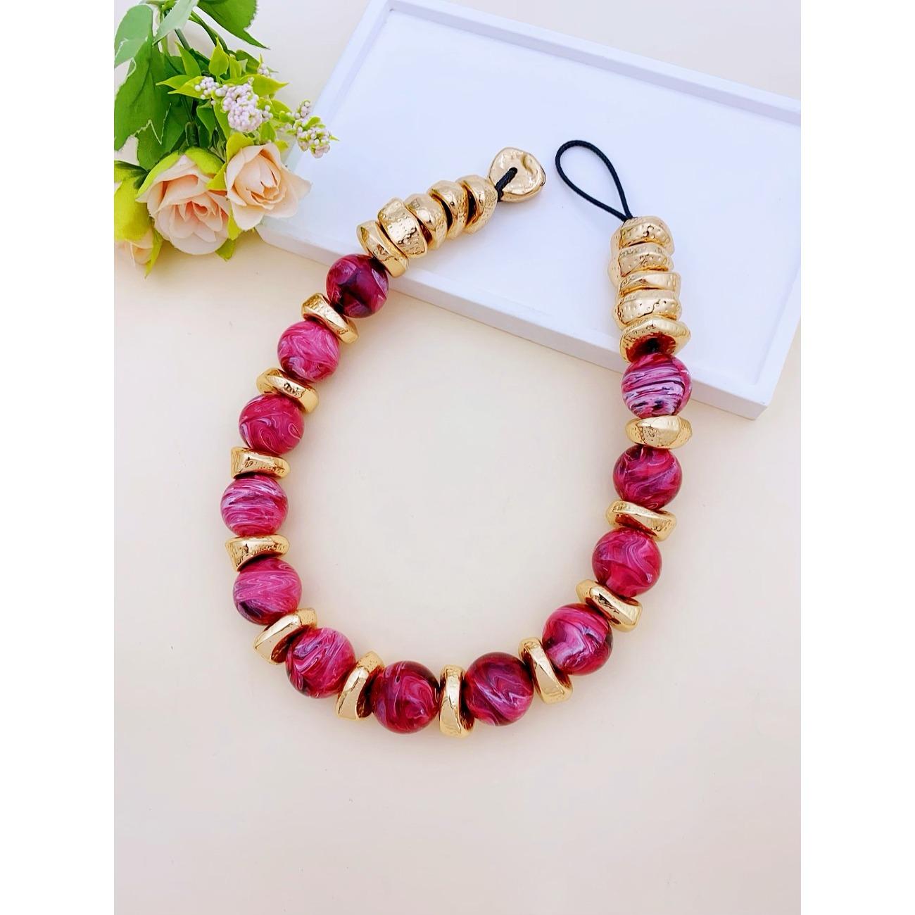 Аксессуары, акриловое бусинное ожерелье, модное и универсальное, трендовое, минималистичное, женские аксессуары бордовый