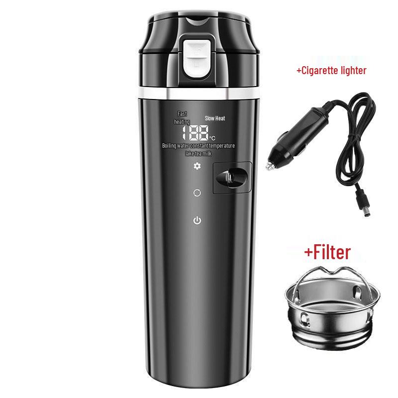 Smart Stainless Steel Travel Car Kettle - Insulated Heating Cup