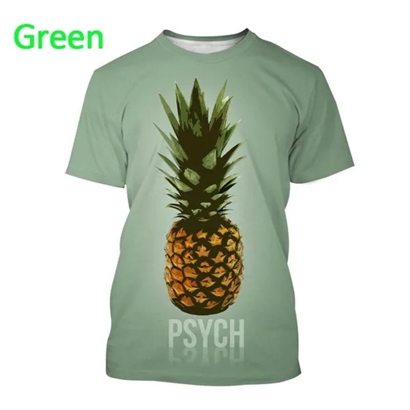 Summer New Pineapple Pattern 3D Printing Short-sleeved Breathable T Shirt Men's Women's Tropical Fruit Graphic Streetwear Tops