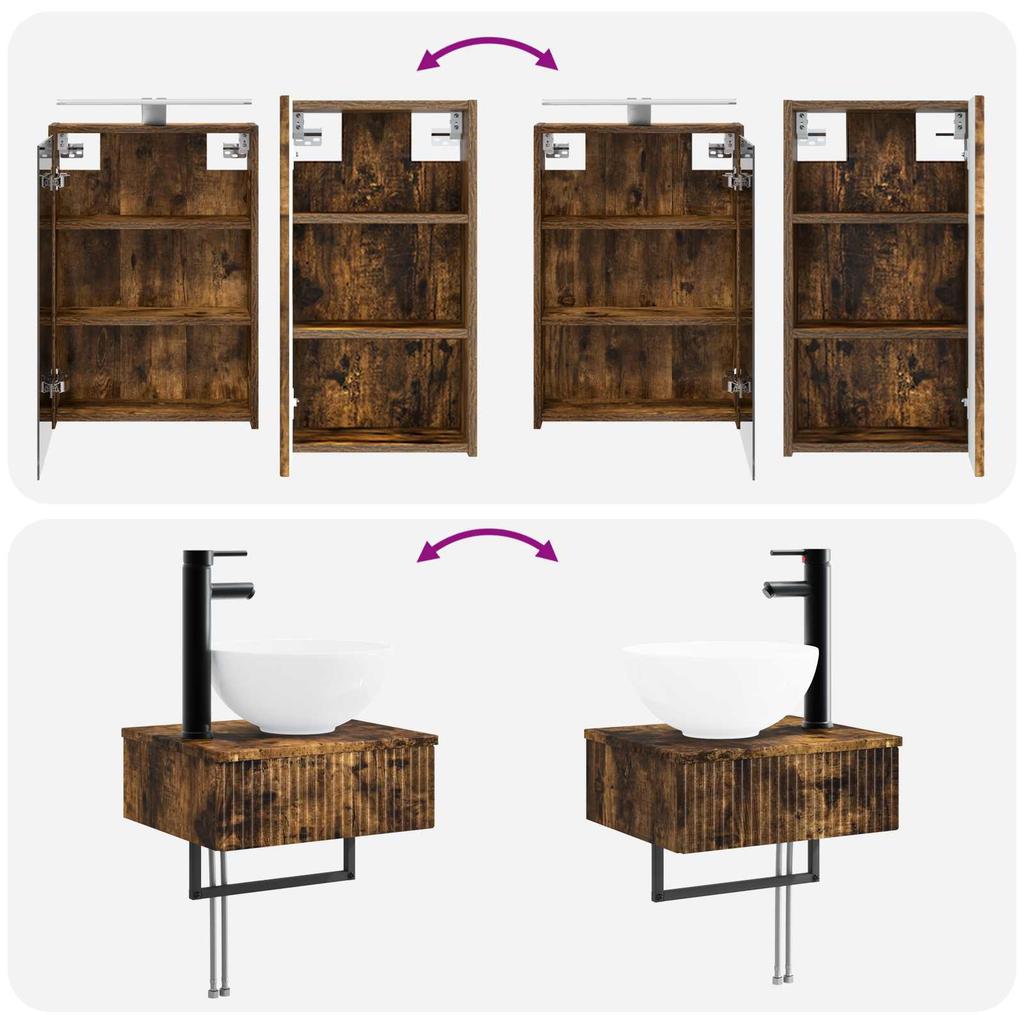 Bathroom Furniture Set 5 pcs Smoked Oak