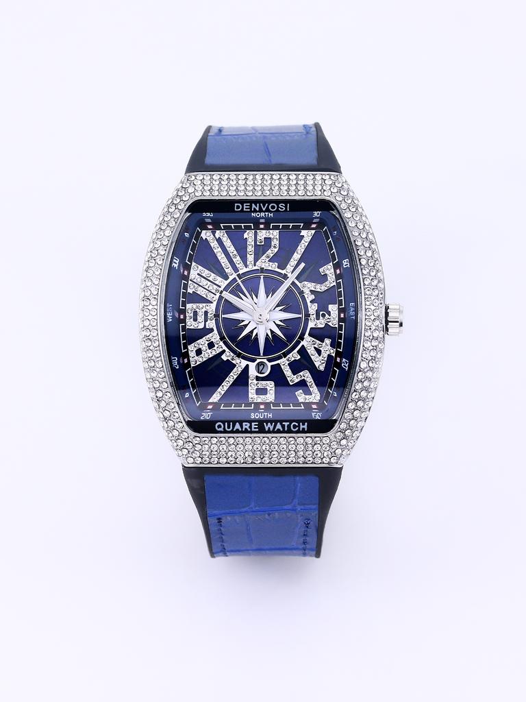 Orologio da polso di lusso con diamanti per donna Orologio al quarzo alla moda ed elegante con cinturino in silicone Impermeabile luminoso Orologio Tonneau
