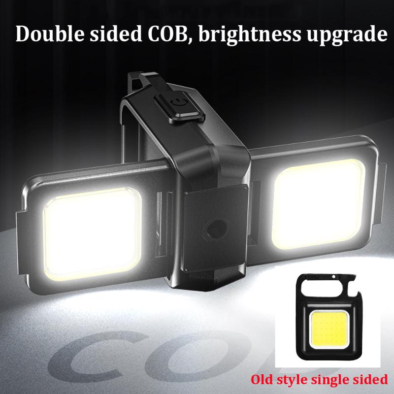 Mini LED Taschenlampe Schlüsselanhänger Licht USB Wiederaufladbare Taschenlampe Arbeitslicht Multifunktionale Tragbare COB 90 ° Drehung Campinglaterne 1000LM Flutlicht