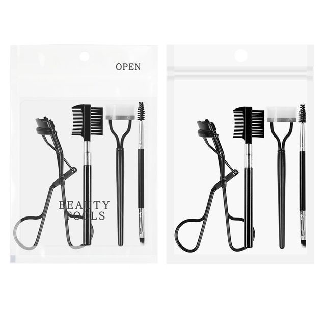 Lashie - Eyelash Curler / Eyelash Brush / Eyelash Comb / Set (various designs) Set of 5 - Steel Straight Comb & Purple