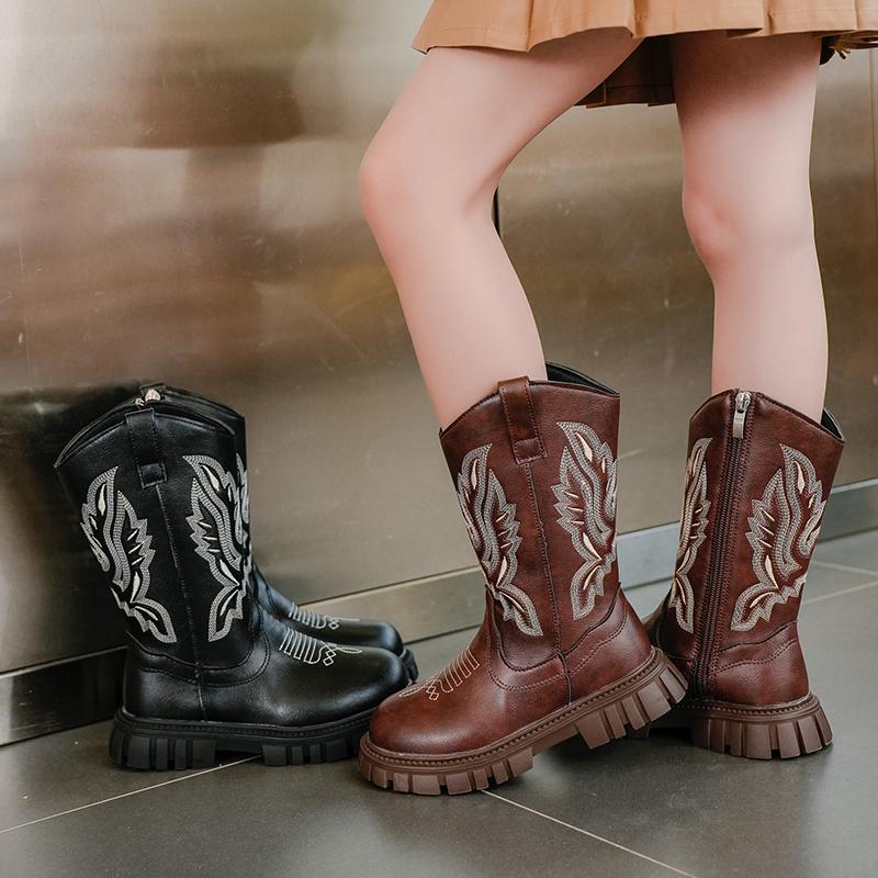 Autumn/Winter New Girls' Elegant Thick Soled Comfortable Knight Boots Fashionable Round Headed Princess Midsole Children'S Boots