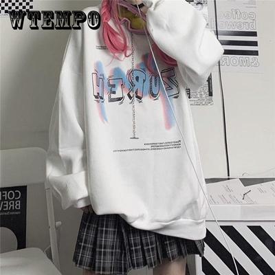 Hip Hop Mikiny Dámské Podzim Zima Pulovry Mikiny Streetwear Móda Graffiti S Kapucí Tepláková Souprava Černá Bílá Dámské Nadměrné Harajuku Mikiny