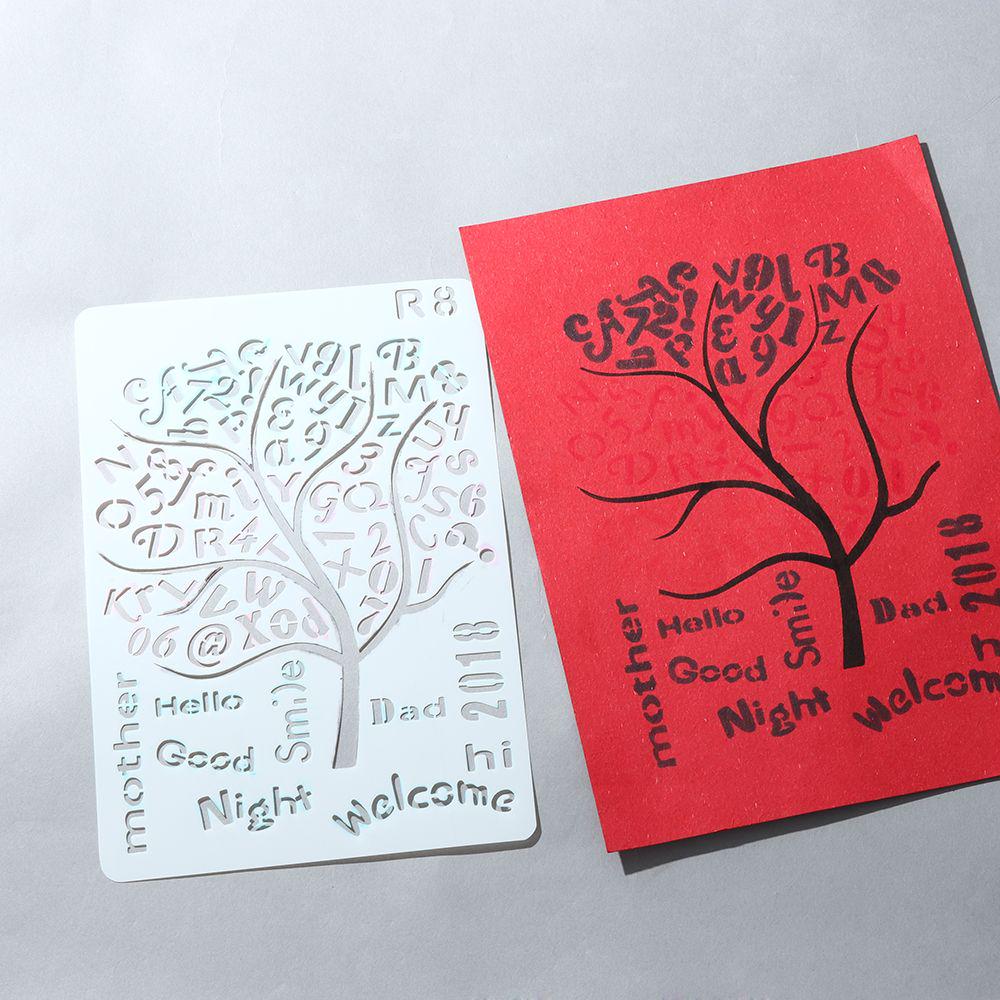 Bastelarbeiten Scrapbooking Prägung Buchstaben Alphabet Wandmalerei Abdeckspray Schichtschablonen