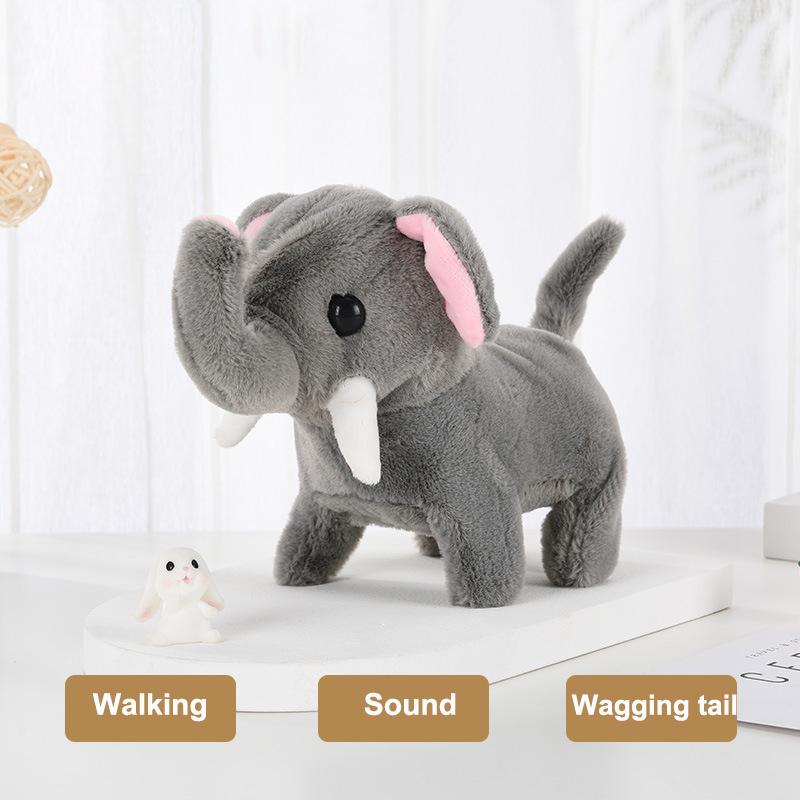 Cute Electric Plush Elephant Children's Simulation Walking Sound Effect Shaking Tail Electronic Pet Children's Plush Doll Gift