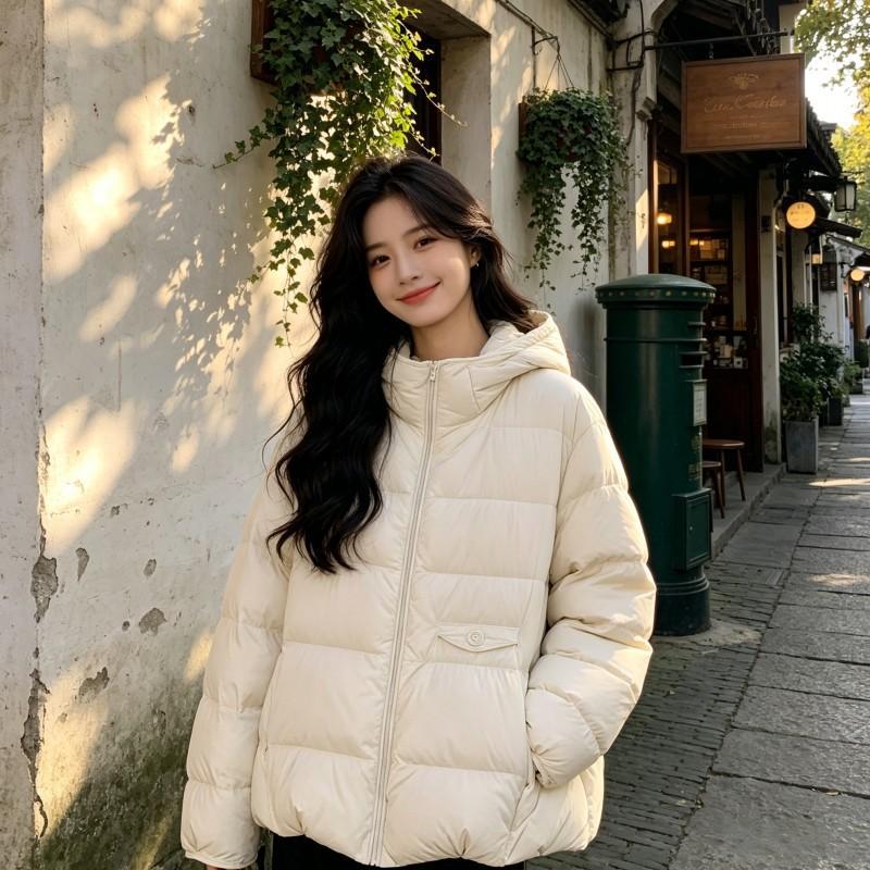 Womens Short Puffer Coat Winter Thick Cotton Jacket Loose Plus Size Casual Outerwear