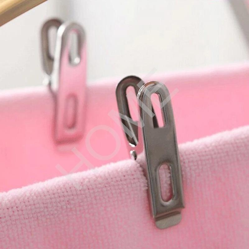 20 Pcs Stainless Steel Flat Mouth Clip of Multifunctional Clothes Clip Small Clothespin Powerful Windproof Clip
