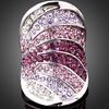 Faux Silver Women Korean Style Full Rhinestone Index Finger Ring
