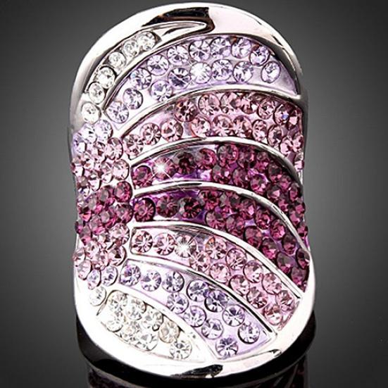 Faux Silver Women Korean Style Full Rhinestone Index Finger Ring