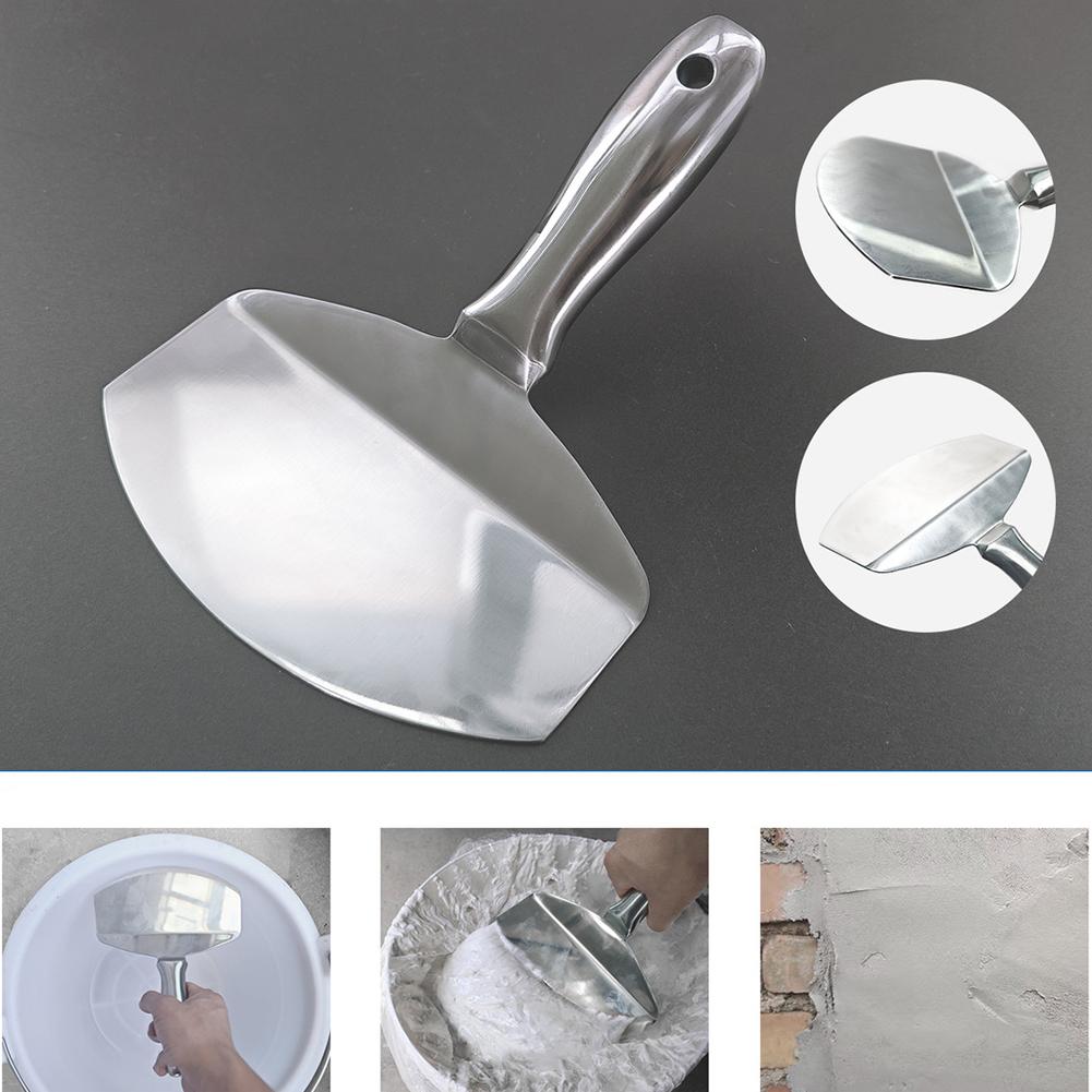 Stainless Steel Bucket Scoop Arc-shape Shovel Putty Scraper Bucket Scoop for Clean Paint Mortar Putty Etc