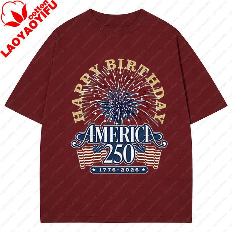 USA 250th Anniversary T Shirt America 250th Anniversary Celebration Birthday Cotton Short Sleeved Graphic T Shirts Camisetas