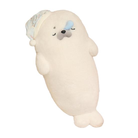Seal Plush Pillow Sleeping Seal Stuffed Animal with Removable Accessories Soft Cuddly Pillow for Hugging