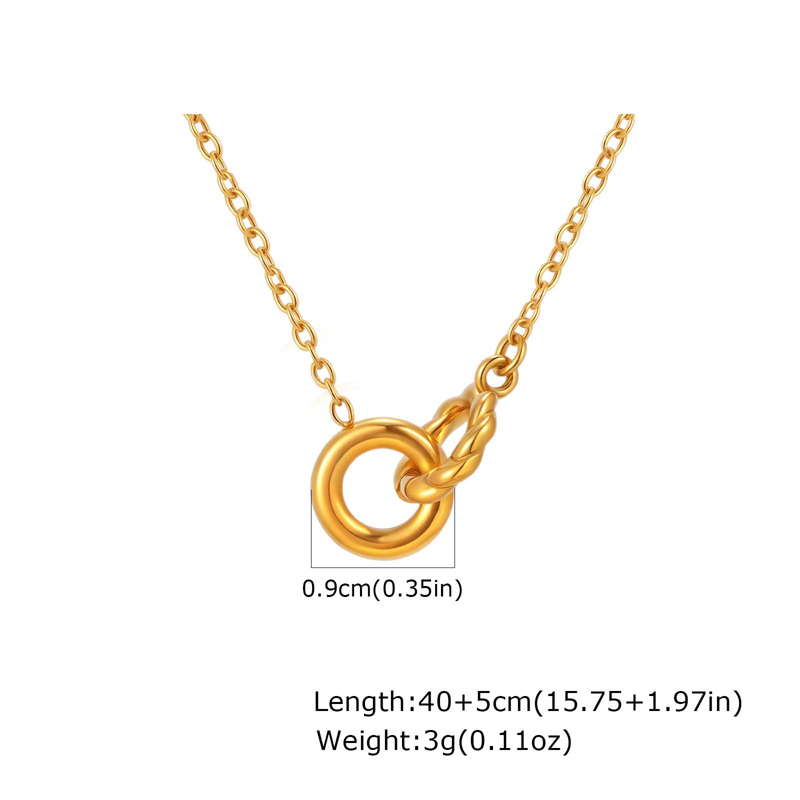 Temperament Wind Niche Design Versatile Clavicle Chain Female, Double Ring Interlocking Stainless Steel Necklace Nc-2385 золотой