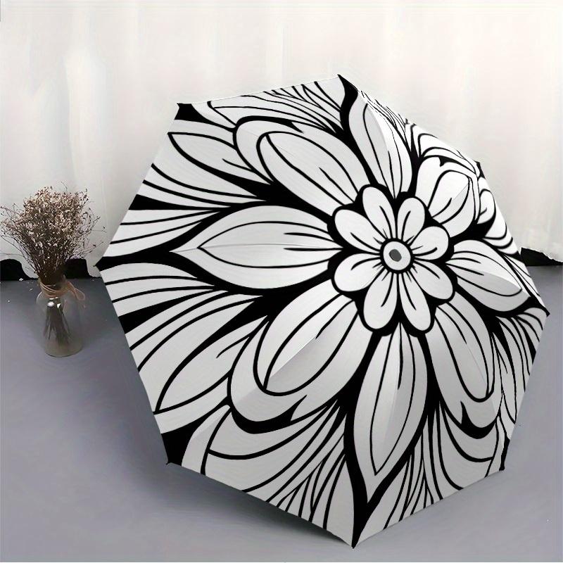 1pc Floral Mandala Pattern Automatic Open/close Folding Umbrella, Compact Portable Travel Umbrella,Cute Umbrella, Durable Construction yy250804108