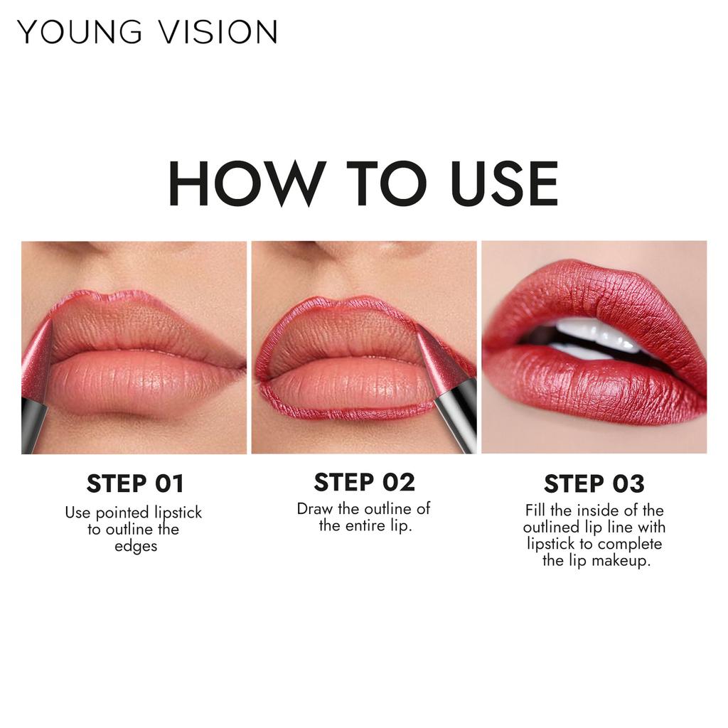 Glitter Lipstick Long-Lasting Shimmering Finish for Bold and Glossy Lips Easy Contour Multi-Use for Lips, Lip Liner, Eyeshadow, and Eyeliner