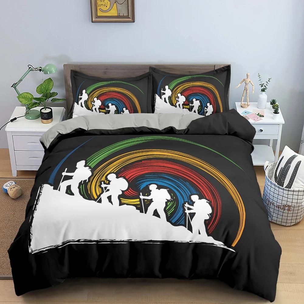 Sport Player King Queen Duvet Cover Skiing Action Bedding Set Teens Adults Extreme Sport Soft Black 2/3pcs Polyester Quilt Cover