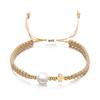 European American Handmade Woven Imitation Pearl Heart Cross Bracelet - Trendy Fashion Jewelry