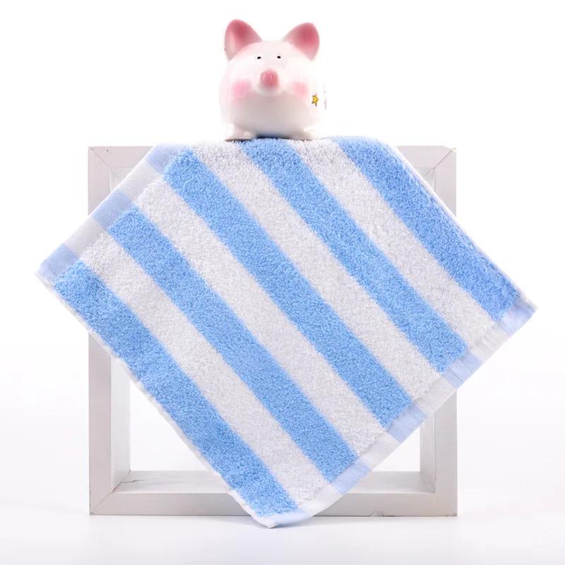 

1 шт. 25x25см Маленький квадратний смугастий махровий бавовняний портативний дитячий дитячий рушник для рук і обличчя для ванної кімнати 25x25cm синій