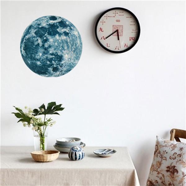 3D Creative Beautiful Luminous Fluorescent Moon Removable Wall Paste Glow In The Dark
