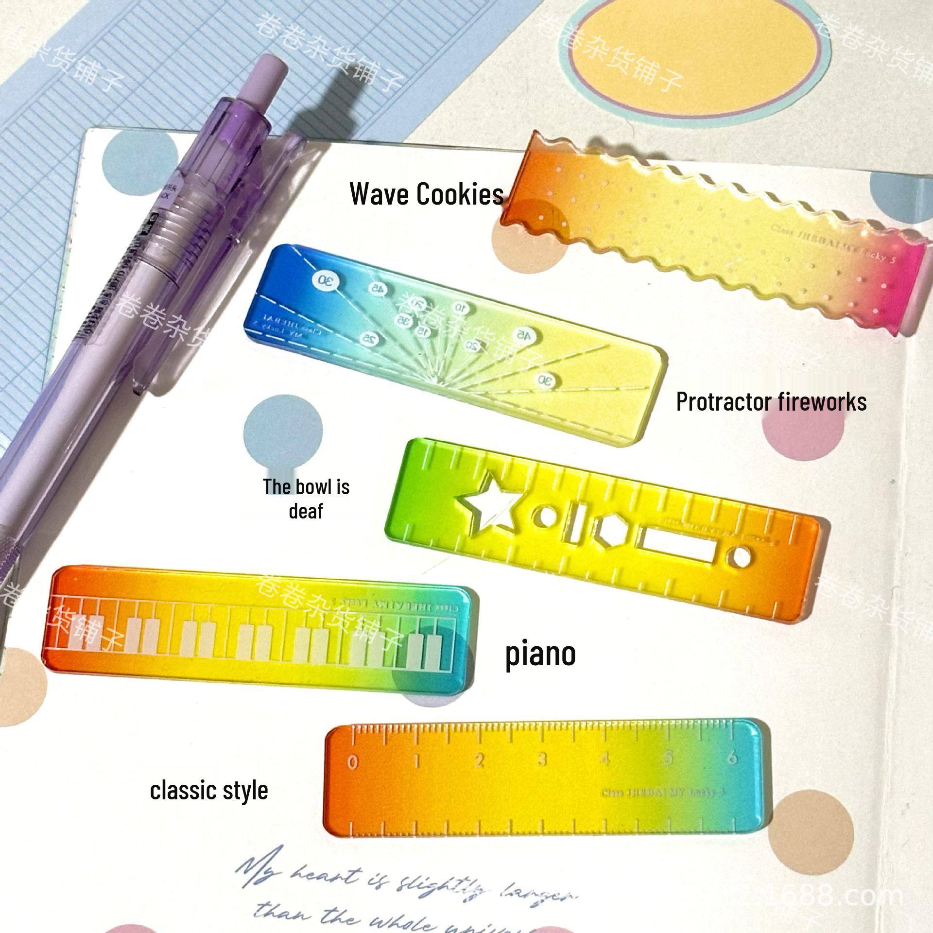 

2026 Ruyi Mini Transparent Colorful Wave Ruler Notebook