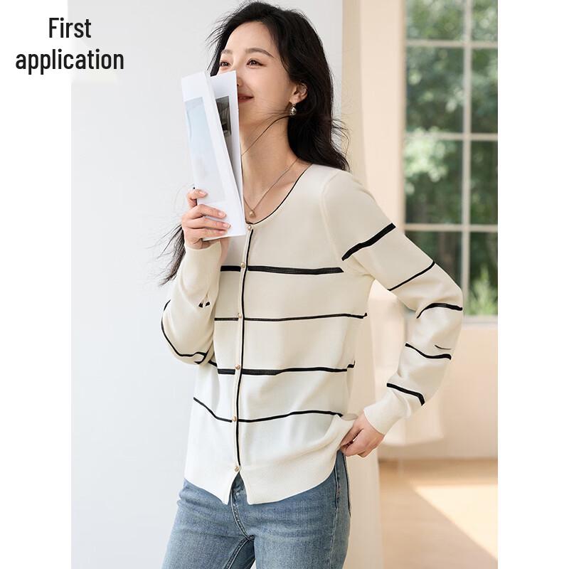 Women's Striped Loose Knit Cardigan