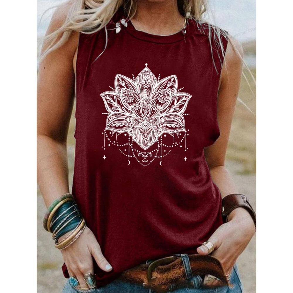 Vintage Tank Tops Women Fashion Sleeveless Letter Vest Girls Casual Floral Tanks Tops Crew Neck Tops Womens Clothing Tattoo
