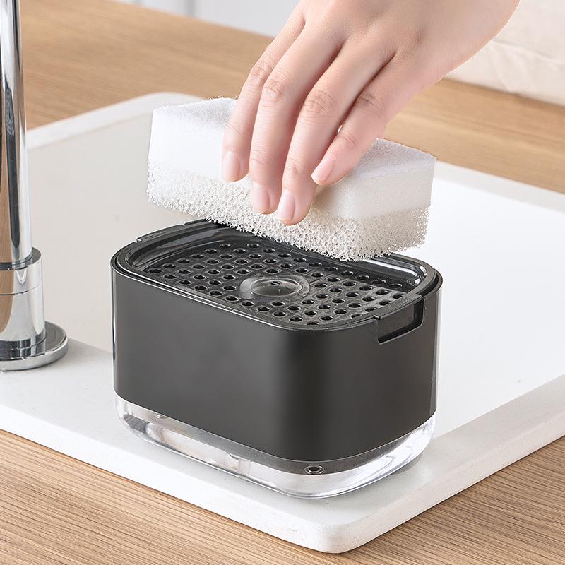 Druckknopf-Küchenspülbecken-Seifenspender und Aufbewahrungsgestell