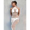 Women Sexy Fishnet Bodysuit High Waist Hollow Out Cross Back Lingerie Intimate Apparel Opening Nightwear