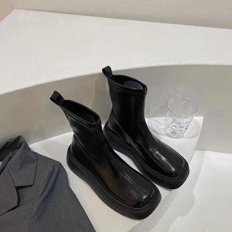 Gothic Boots for Women Fashion Zippers Street Style Short Booties Thick Bottom Women's Ankle Booties